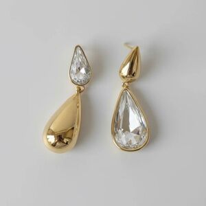 Elegant Double Drop Zircon Earrings Teardrop Cubic Zirconia Earrings